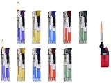 10x Elektronische Einweg Feuerzeug mit Gasbehälter transparent, Gasfeuerzeug Normale Flamme + 1x (Konsumany® Stab- Stumfeuerzeug 12,5 cm Lang)