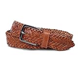ROYALZ Flechtgürtel Leder Gürtel geflochten Herren Damen Ledergürtel Vintage Echtleder Unisex 35 mm breit, Farbe:Cognac Braun, Größe:Bundweite 95 cm = Gesamtlänge 110 cm