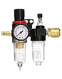 QWORK® 1/4' Druckluft Druckminderer Wasserabscheider mit Manometer für Druckluftkompressor und Luftwerkzeuge