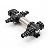 VIALIA UVC Teichklärer SUV-724 RVS, 24 Watt, Edelstahl Wasserklärer, Algenvernichter für Gartenteich und Aquarium, Länge 458 mm, max. Teichgröße 40 m³, mit 4 Schlauchnippeln und Anschlüssen