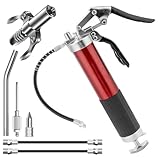 lisetar Fettpresse für Schmiernippel, 8000 PSI Hochleistungs Fettpresse Set mit Schnellkupplung, Mundstück und Fettnadeldüse, Fettpresse für 400g Fettkartusche mit Flexschlauch und Metallrohr