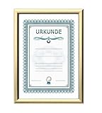 IDEAL TREND Dokument Bilderrahmen mit Klarglas Urkunde Foto Rahmen PS-1 Portraitrahmen Frame: Farbe: Gold | Format: 21x29,7 DIN A4