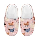 chaqlin Jungen Mädchen Winter Hausschuhe Slip-on Hausschuhe Kinder Schuhe Kleinkind Warme Plüsch Home Schuhe Bequeme rutschfeste Hausschuhe, Niedliches Huhn, 27/28 EU