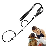 Hundeseil – Schlepp-Trainingsseil, strapazierfähig, 1,7 m, leicht zu kontrollieren, mit weich gepolstertem Griff für große, mittelgroße Hunde, Training, Jagd, Camping, Hinterhof, Park (Orange, Schwarz