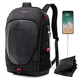 KINGSLONG Motorradrucksäcke für Herren,Rucksack Laptop Herren 15-17,3 Zoll Tech Wasserdicht Gaming Rucksack mit USB-Anschluss Reisen Rucksäcke Hartschale Motorrad Rucksack Outdoor - Schwarz