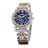 LeeEv Herrenuhren aus Holz, stilvolle Luxusuhr Holz und Edelstahl Chronograph Militär Quarz modische Uhr