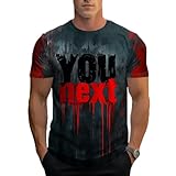 Halloween T-Shirt Herren blutbefleckt Pattern Top HalloweenPrinted Kurzarm Alltagsstil Übergröße Men's Casual Bequem Shirt Farben erhältlich Buchstabendruckmuster Oberteile