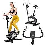 TREX SPORT Heimtrainer Fahrrad TX-400MB RECK | Fitnessbike mit verstellbarem Magnetwiderstand und LCD-Monitor | leises Hometrainer Fahrrad Weiß