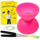 Diabolo-Set mit Comet Diabolo und Henrys Ersatzschnur I Einsteiger-Set - Made in Italy (neon-pink)