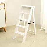 Trittleiter aus Holz, zusammenklappbar, 5-stufig, tragbar, multifunktional, für Küche, Bibliothek und Zuhause, ideal für Ausstellungsregale und einfachen Zugang