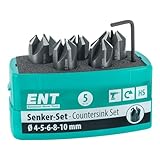 ENT 26516 5-tlg Aufsteckversenker-Set HSS, Durchmesser (d) 4, 5, 6, 8 und 10 mm, e 90°, Rechts