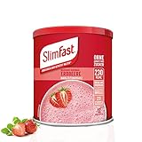 SlimFast Milchshake Pulver Erdbeere I Kalorienreduzierter Diät-Shake mit hohem Eiweißanteil für eine gewichtskontrollierende Ernährung I Nur 230 Kalorien pro Protein I 438 g