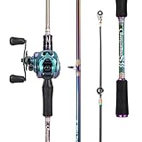 Sougayilang Baitcasting Angel Combo, 2-teilig, Bunte leichte tragbare Angelrute mit superglattem Baitcast-Angelrolle für Süß- und Salzwasser-1.8-L