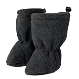 Hoppediz Baby Booties aus Fleece, warme Baby Winterschuhe 0-6 Monate, anthrazit 14-17