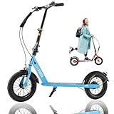 GHBXJX City Roller 26mm Big Wheel Scooter Kinderroller Scooter Tretroller Cityroller Kinder Roller Kickboard Luftreifen New Gen, Höhenverstellbar Stylisher für Kinder und Jugendliche,Blau