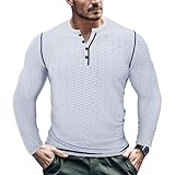 T-Shirt Herren Casual Mode Einfarbig Longsleeve T-Shirt Herren Slim Fit Komfortabel Leichte Longsleeve Tops Herren Klassisch All-Match Trend T-Shirt Herren B-White XL