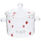 CIYODO Glas Suppentopf aus Hochtemperaturbeständigem Borosilikat mit Deckel Ml Doppelohrtopf für Küche und Haushalt Transparenter Kochtopf für Gemüse Nudeln und Eintöpfe