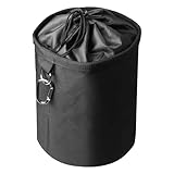 Aufhängbar Wäscheklammerbeutel, 15x20cm Schwarz Wäscheklammer Beutel mit Karabinern und Zugkordelverschluss, Wasserdicht Klammerbeutel für Fasst bis zu 100-150 Wäscheklammern