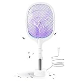 Hefite Elektrische Insektenvernichter Fliegenfalle Innen & Außen Schädlingsbekämpfung, 3500V Fliegenklatsche Elektrisch, USB-Aufladung, Geeignet für Haus, Garten