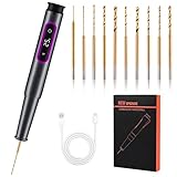 Handbohrer Elektrisch, GuKKK 5-Gang Bohrer Wiederaufladbare Bohrmaschine, Wiederaufladbare DIY Handbohrer Elektrisch, Mini Bohrmaschine mit 10 Bohrer, für Harz Schmuckherstellung Kunststoff Holz Leder