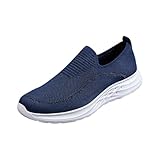 Trainingsschuhe für Herren, Netz-Turnschuhe für Herren, rutschfeste Outdoor-Sportschuhe, leichte Laufschuhe, bequeme weiche Sohle, atmungsaktiv, Jogging-Sneaker, modisch, große Größe, blau, 40 2/3 EU