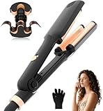 UKLISS Welleneisen, Pro Mini Welleneisen für Haare, 3 Fässer Beach Waves Lockenstab, Mermaid Hair Waver für Wellen Haare, Leichter Wellen Lockenstab, Reisegröße Waver, Neue Mini-Locken (Schwarz)