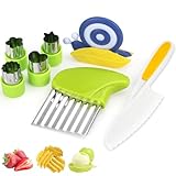 NCTNCX Kinderschäler 7-teiliges Set Keramik Sparschäler Set mit Kindermesser, Wellenschneider & Ausstechformen – Küchenset Kinder zum Schneiden Kochen von Obst oder Gemüse