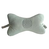 Leseknochen ergonomisches Nackenkissen mit der Blume des Lebens aus Musselin | verschiedene Farben | Dekokissen | handgefertigt in Österreich (Salbei)