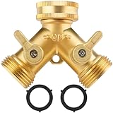 Flintronic Wasserverteiler 2 wege, Y Verteiler, 3/4 Zoll Wasseranschluss Verteiler, Messing Splitter, Einstellbarer Wasserdurchfluss, Waschmaschine Abfluss Adapter,für Haus Garten Geräte Bewässerungs