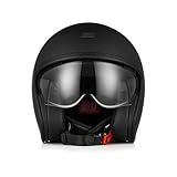 ORIGINE Jet-Motorradhelm mit Schutzbrille, ECE 22-06-Zulassung (SOLID MATT Black, L)