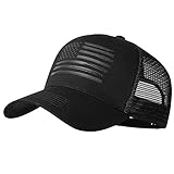 VIONLAN Baseballkappe mit amerikanischer Flagge, Trucker-Mütze für Herren und Damen, 3D-geprägtes Logo, verstellbar, Netzstoff, Snapback-Hut, Schwarz/Schwarze Flagge, One Size