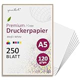 younikat DIN A5 Premium Kopierpapier I 120 g/m² I 250 Blatt in weiß I Papier Blanko Rezeptpapier I zum Basteln I geeignet für alle gängigen Laser- und Tintenstrahldrucker I dv1550