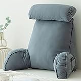 WUHUQN Lesekissen mit Stützarm, Ruhekissen mit Armen, Lendenwirbelstützkissen, Bettkissen, mit abnehmbarem Bezug, mit Nackenrolle zum Lesen Fernsehen