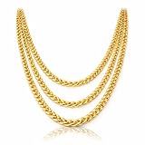 Goldkette Panzerkette ca. 50 cm Goldkettchen wie Rapper Gangster Fokuhila Accessoires 80er 90er Jahre Fasching Karneval