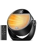 Dreo Heizlüfter Energiesparend Klein, Leiser 1500W Tragbar Heizlüfter mit Fernbedienung, Thermostat, 60° Neigbar, 8 Sicherheitsfunktionen, PTC-Keramik,12-Std-Timer, 3 Modus 3 Geschwindigkeit, Schwarz