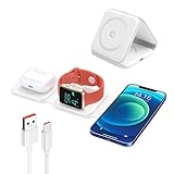 Induktionsladegerät, 3 in 1, magnetisch, kabelloses Ladegerät für iPhone 15 14 13 12 Pro/Pro Max/Plus/Mini, AirPods, Apple Watch Dock tragbar mit intelligentem Schutz und USB-C Schnellladestation