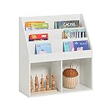 SoBuy KMB01-W Kinderregal mit 3 Ablagefächern und 2 offenen Fächern Zeitungsständer Aufbewahrungsregal Bücherregal für Kinder weiß BHT ca.: 73x80x30cm