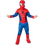 Rubies – Marvel Offizielles – Klassisches Spiderman-Kostüm für Kinder – 5/6 Jahre – Größe 3 bis 10 Jahre – komplettes Kostüm Overall + Stiefelüberzieher + Maske. Für Karneval, Halloween, Geburtstag