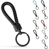SERASAR Schlüsselanhänger Leder mit Edelstahl Schlüsselring - Zusatzringe für Ideal Auto, Motorrad, Fahrrad und Haus Geschenk Schachtel Herren & Damen