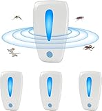 Ultraschall Schädlingsbekämpfer, 4 Stück Elektronische Insektenschutzmittel Moskitoschutz 3 Modi, Indoor Schädlingsbekämpfung für Mücken, Kakerlaken, Motte, Mäuse, Ratten