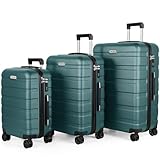 TANTOMI Koffer Set 3 Teilig Hartschale, Kofferset, Gepäck-Sets Koffer & Trolley Handgepäck, Reisekoffer mit Passwortsperre, Hartschalenkoffer Suitcase mit 4 Rollen(Helles Dunkelgrün, 3 Stück)