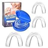 4 Stück Knirscherschiene für Nacht, 2 Größen Mundschutz zum Zähneknirschen, Aufbissschiene Mit Einer Speicherbox, Komfort Silikon Zahnschiene Mundschutz, Schnarchschiene für Anti Schnarch, Beißschiene