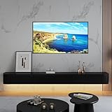 Generisch Wandmontierter, schwebender TV-Ständer – höhenverstellbar von 140 bis 240 cm, großer Stauraumschrank für Wohnzimmer und Büro, stilvolles schwarzes Design (240 x 20 x 24 cm)