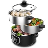 Cecotec Elektrischer Dampfgarer Vapovita Steelpot. Leistung 1300W, Edelstahlbehälter, 10L, einstellbare Zeit, Auto Abschaltung, einfache Reinigung, spezieller Deckel, gesundes Kochen, Sicherheit