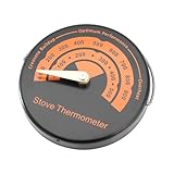 Mobestech 1 Stück Thermometermagnet Feuerofenthermometer Temperaturmesser für Gasherde Ofenthermometer-Messgerät Schornsteintemperaturmesser Rauchthermometer Eisen Black