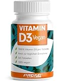 Vitamin D3 VEGAN 1000 IE - 365 Tabletten - Jahresvorrat Vitamin D3 - optimal hochdosiert - für Immunsystem und Knochen - ohne unerwünschte Zusatzstoffe - laborgeprüft mit Zertifikat - 100% vegan