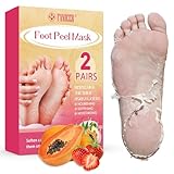 2 Paar Fußmaske, Fussmaske Socken, Hornhaut Socken, Foot Peel Mask, Natürlich Sanft Fußpflege, Feuchtigkeitsspendende Peeling-Fußmaske für Männer und Frauen, Repariert Raue Fersen (Erdbeere+ Papaya)