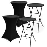 Brixy 2x Stabiler schwarzer Stehtisch + 2x Schwarzer Stehtischrock - Partytisch - Robust und witterungsbeständig - Zusammenklappbar - 80cm x 110cm - Party