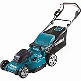 Makita DLM480CT2 Twin 18 V (36 V) Li-Ion LXT 48 cm Rasenmäher komplett mit 2 x 5,0 Ah Akkus und Twin Port Ladegerät, Blau