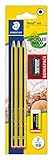 STAEDTLER Bleistifte Noris, HB, sechskant, Set mit 3 unglaublich bruchfesten Bleistiften, 1 Spitzer, 1 Radiergummi, hohe Qualität Made in Germany, 120 SBK3P1